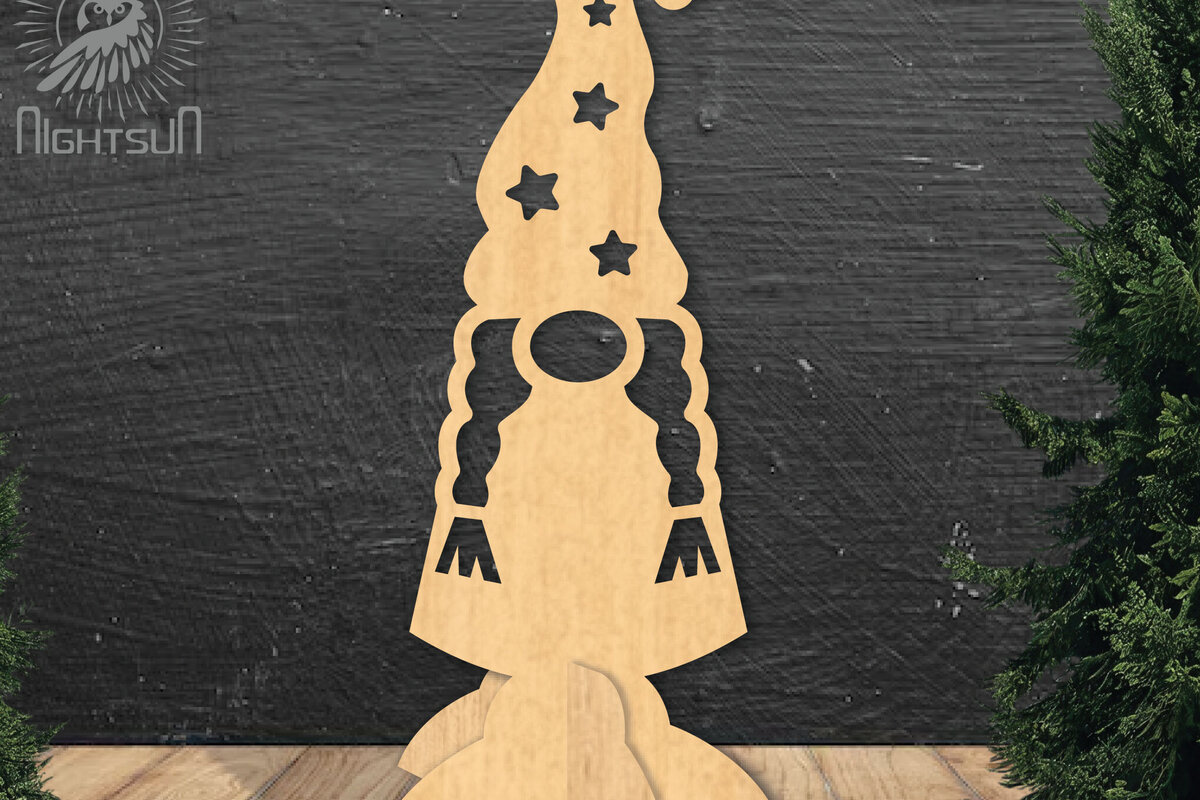 Σετ των 2 Intra απο ξύλο plywood 3mm-4mm πάχος Χριστουγεννιάτικο Gnome Διακόσμηση σπιτιού Δίασταση 15x15 cm INTRAFABR-112551530