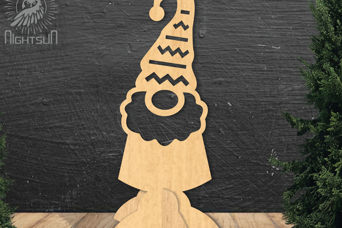 Σετ των 2 Intra απο ξύλο plywood 3mm-4mm πάχος Χριστουγεννιάτικο Gnome Διακόσμηση σπιτιού Δίασταση 15x15 cm INTRAFABR-112551552