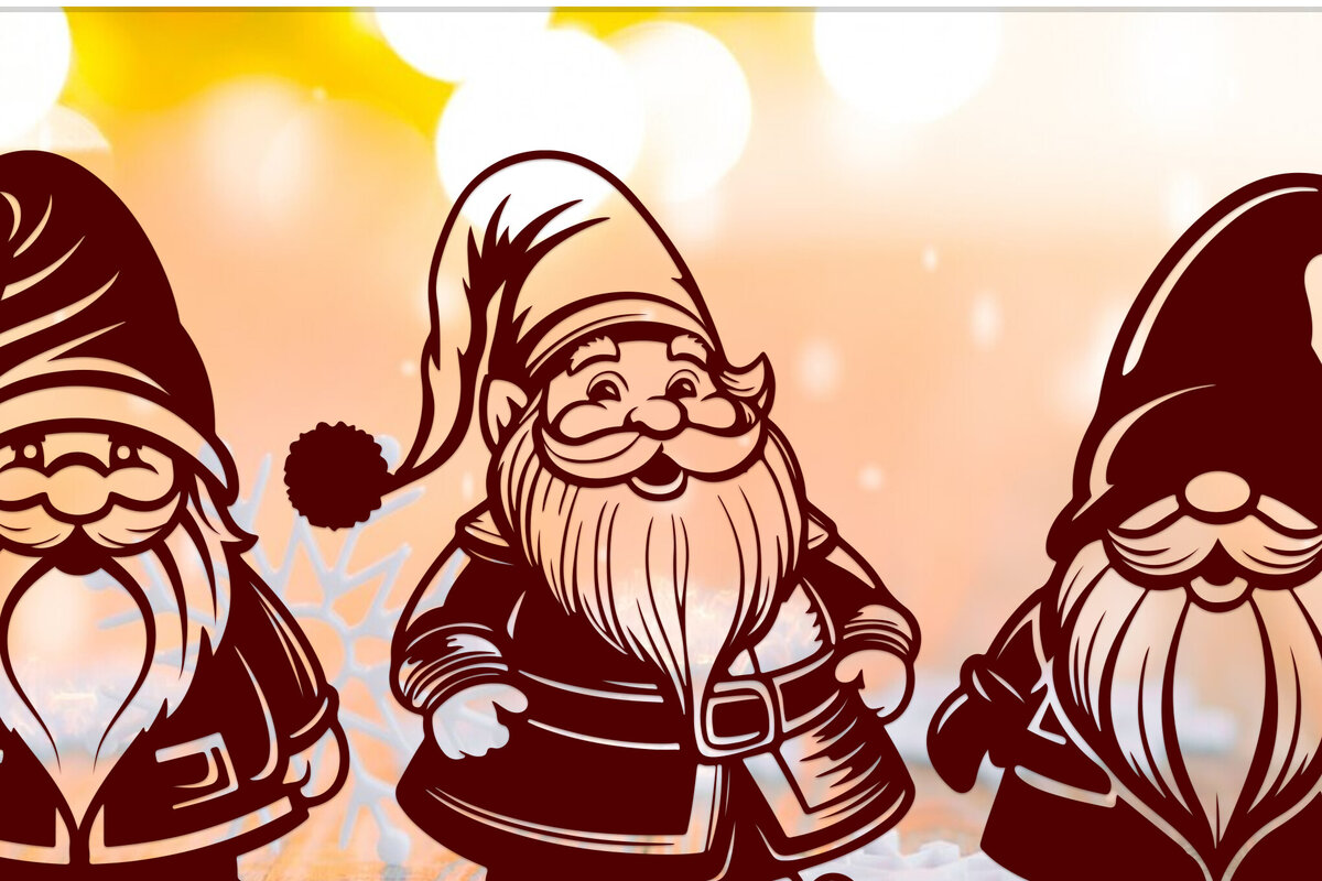 Σετ των 2 Intra απο ξύλο plywood 3mm-4mm πάχος Χριστουγεννιάτικο Gnome Δίασταση 15x15 cm INTRAFABR-109981611