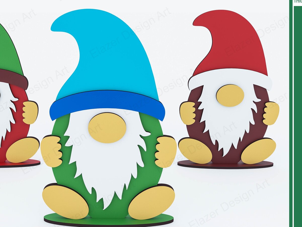 Σετ των 2 Intra απο ξύλο plywood 3mm-4mm πάχος Cut Christmas Gnome  Δίασταση 15x15 cm INTRAFABR-80367943