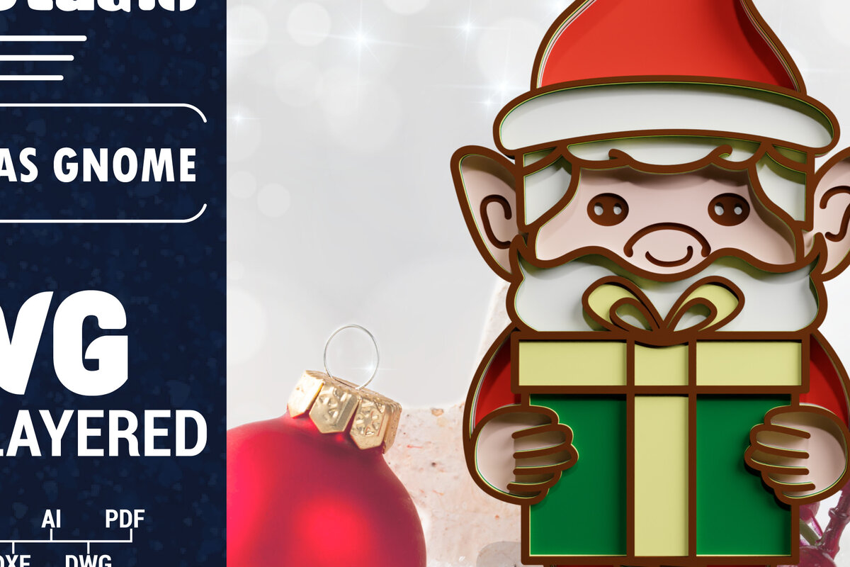 Σετ των 2 Intra απο ξύλο plywood 3mm-4mm πάχος Χριστουγεννιάτικο Gnome πολυστρωματικό χαρτί κοπής Δίασταση 1200x1200 cm INTRAFABR-70860006