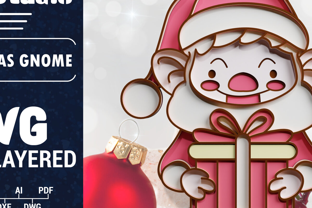 Σετ των 2 Intra απο ξύλο plywood 3mm-4mm πάχος Χριστουγεννιάτικο Gnome πολυστρωματικό χαρτί κοπής Δίασταση 1200x1200 cm INTRAFABR-70860012