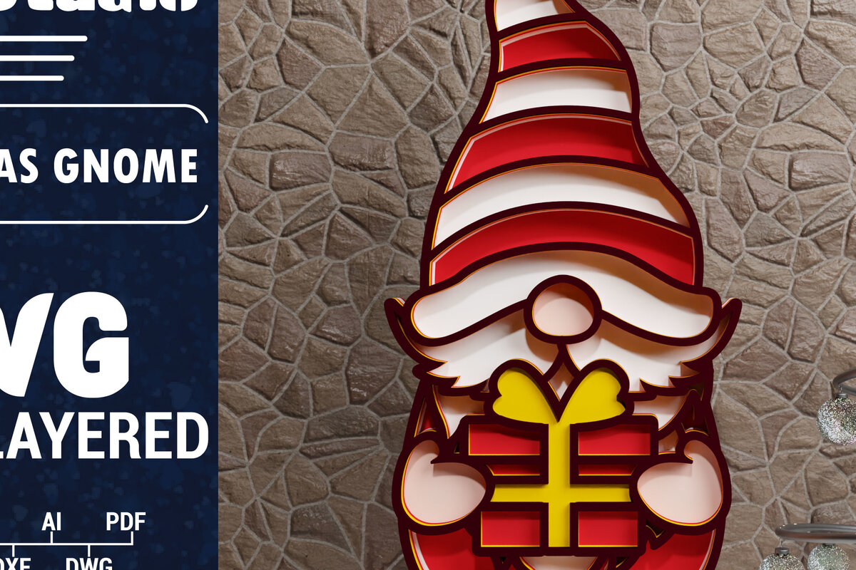 Σετ των 2 Intra απο ξύλο plywood 3mm-4mm πάχος Χριστουγεννιάτικο Gnome πολυστρωματικό χαρτί κοπής Δίασταση 1200x1200 cm INTRAFABR-73249857