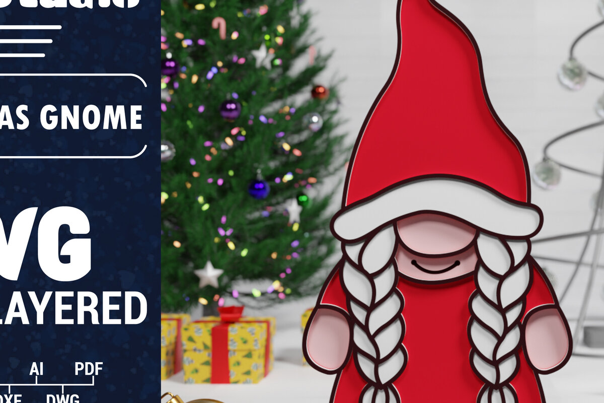 Σετ των 2 Intra απο ξύλο plywood 3mm-4mm πάχος Χριστουγεννιάτικο Gnome πολυστρωματικό χαρτί κοπής Δίασταση 1500x1500 cm INTRAFABR-74041832