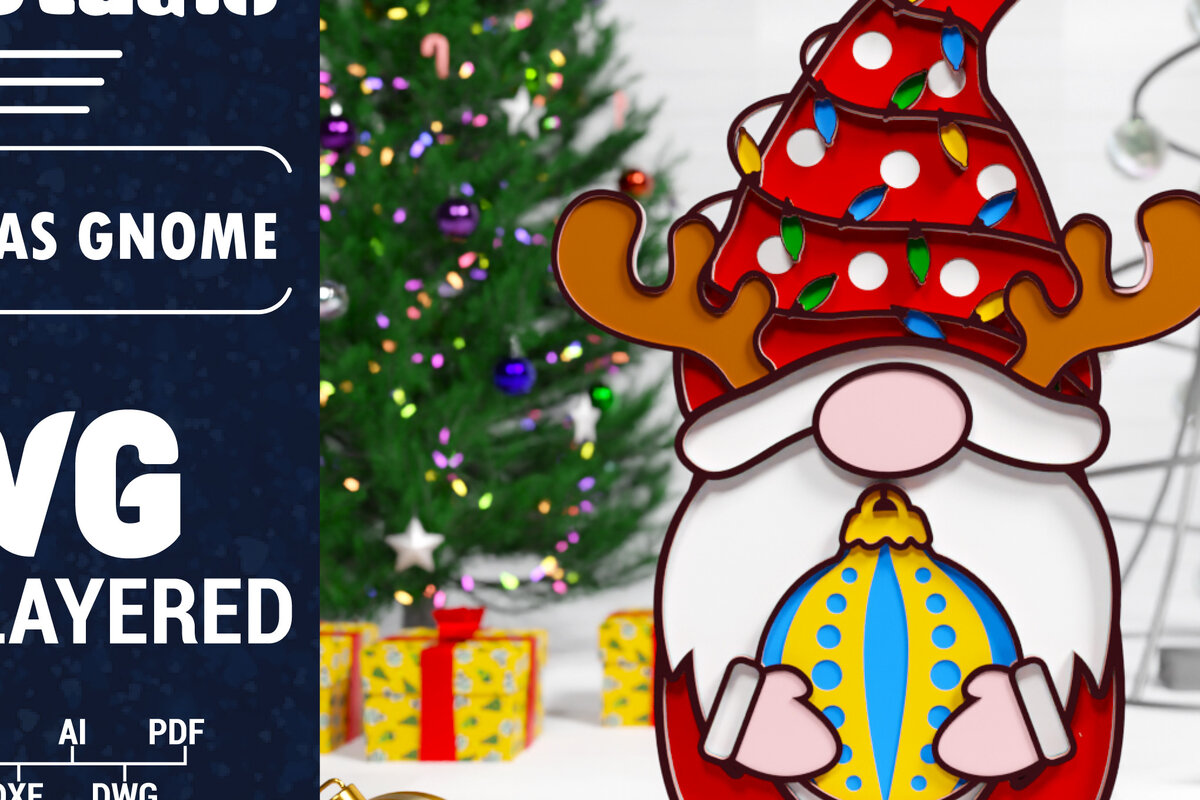 Intra απο ξύλο plywood 3mm-4mm πάχος Χριστουγεννιάτικο Gnome Multilayered PaperCut Δίασταση 1500x1500 cm INTRAFABR-75652788