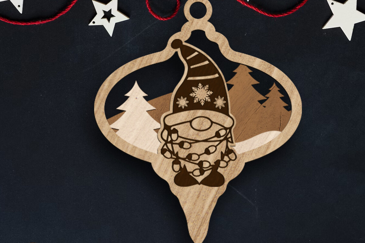 Σετ των 3 Intra απο ξύλο plywood 3mm-4mm πάχος Χριστουγεννιάτικο στολίδι Gnome, κομμένη διακόσμηση Δίασταση 3x4 cm INTRAFABR-83728383