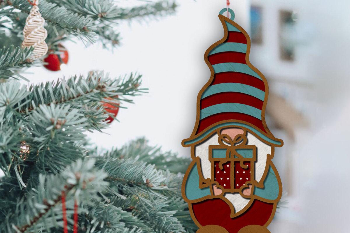 Σετ των 3 Intra απο ξύλο plywood 3mm-4mm πάχος ΣΤΟΛΙΔΙ ΧΡΙΣΤΟΥΓΕΝΝΙΑΤΙΚΟ GNOME, Διακόσμηση Δίασταση 4x4 cm INTRAFABR-86442692