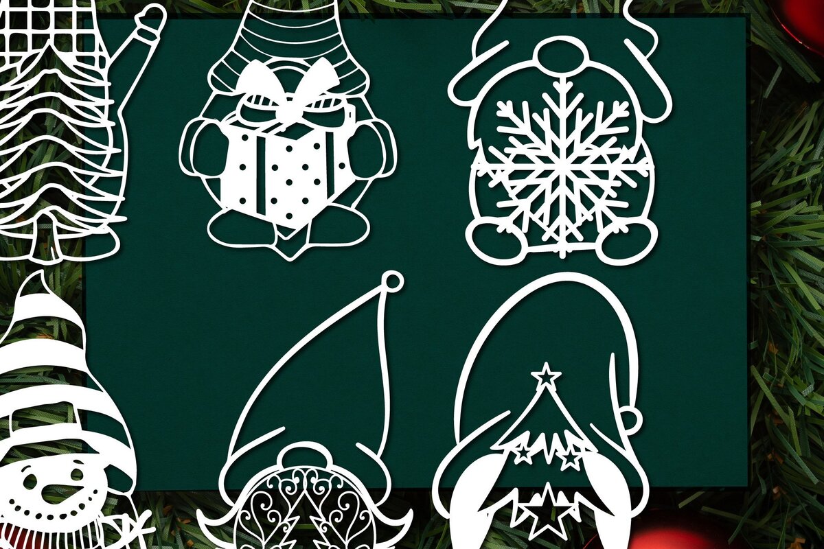 Σετ των 2 Intra απο ξύλο plywood 3mm-4mm πάχος Χριστουγεννιάτικο Στολίδι Gnome Δίασταση 25x25 cm INTRAFABR-42770402