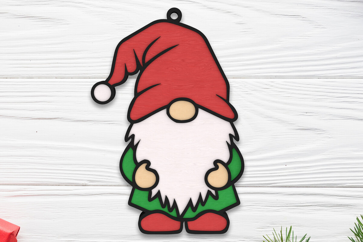 Σετ των 3 Intra απο ξύλο plywood 3mm-4mm πάχος Χριστουγεννιάτικο στολίδι gnome Δίασταση 8x8 cm INTRAFABR-109510300