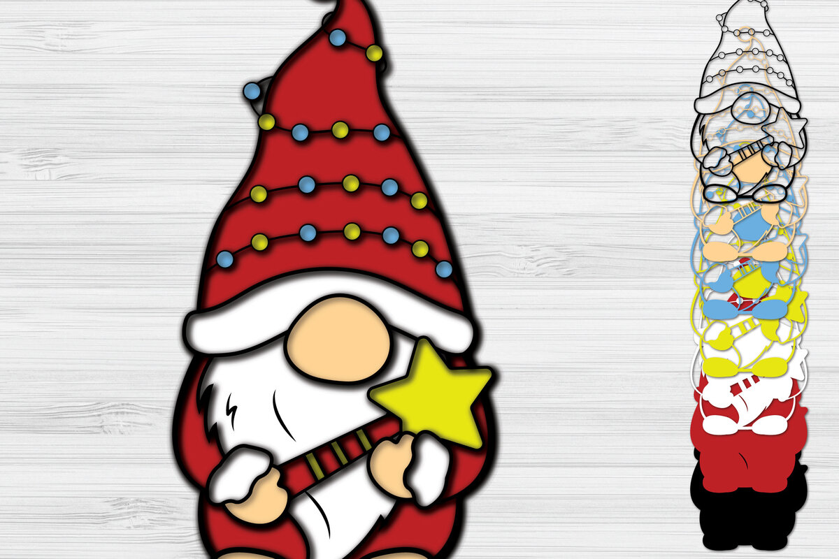 Σετ των 2 Intra απο ξύλο plywood 3mm-4mm πάχος Χριστουγεννιάτικο Gnome Χαρτί Κοπή Δίασταση 1200x1200 cm INTRAFABR-51541865