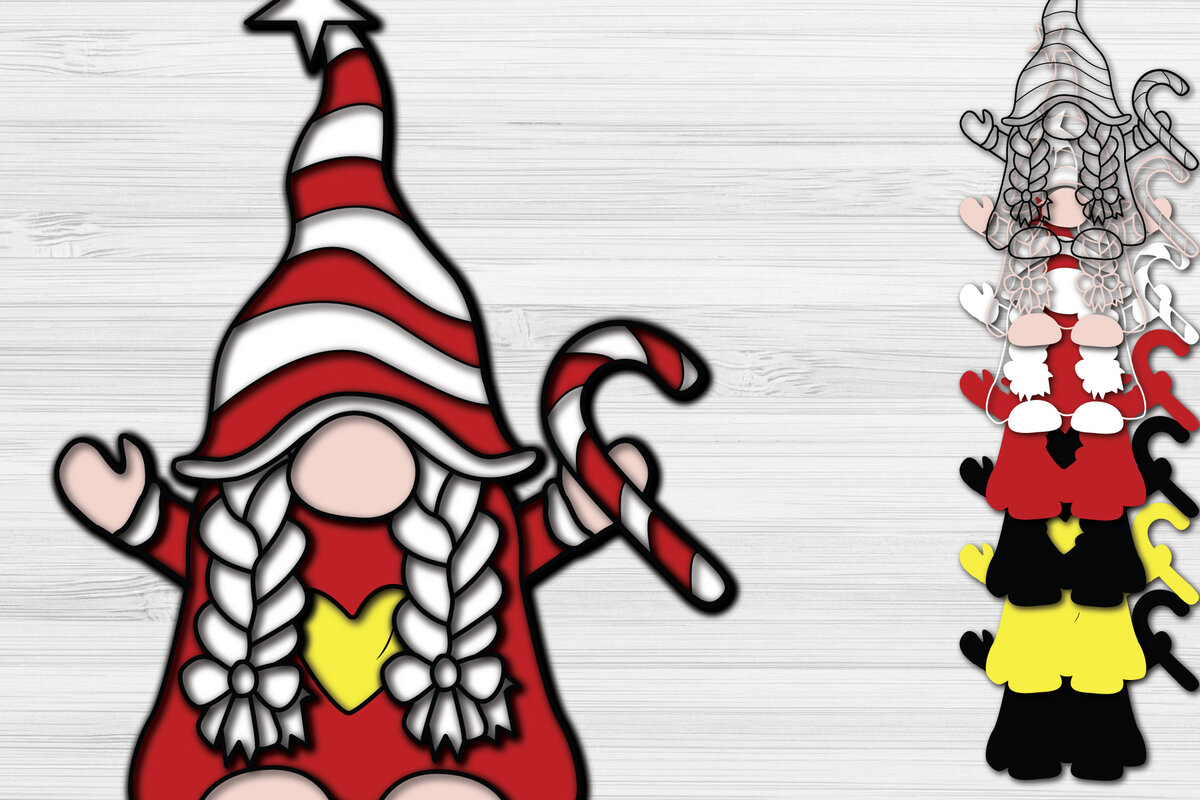 Σετ των 2 Intra απο ξύλο plywood 3mm-4mm πάχος Χριστουγεννιάτικο Gnome Χαρτί Κοπή Δίασταση 1200x1200 cm INTRAFABR-51541877