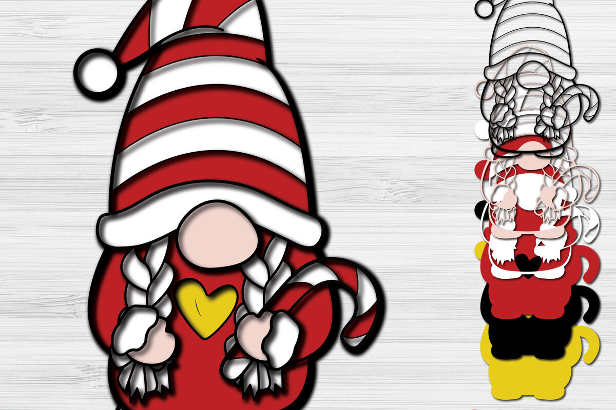 Σετ των 3 Intra απο ξύλο plywood 3mm-4mm πάχος Χριστουγεννιάτικο Gnome Χαρτί Κοπή Δίασταση 1200x1200 cm INTRAFABR-51541888