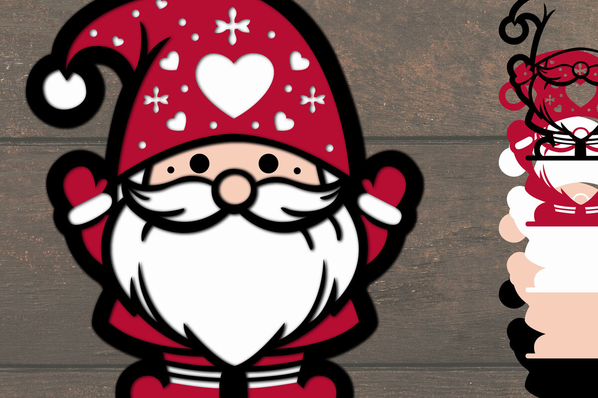 Σετ των 2 Intra απο ξύλο plywood 3mm-4mm πάχος Χριστουγεννιάτικο Gnome Χαρτί κοπής Δίασταση 1500x1500 cm INTRAFABR-107727386