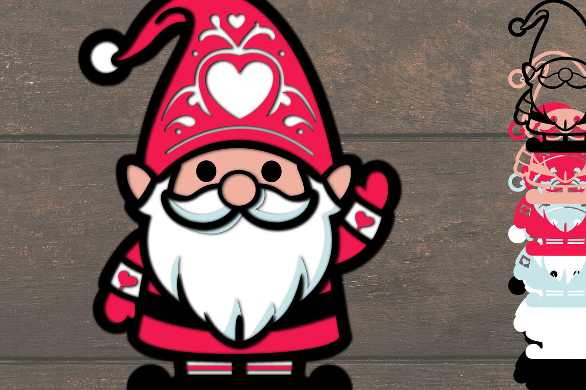 Σετ των 3 Intra απο ξύλο plywood 3mm-4mm πάχος Χριστουγεννιάτικο Gnome Χαρτί κοπής Δίασταση 1500x1500 cm INTRAFABR-107727390