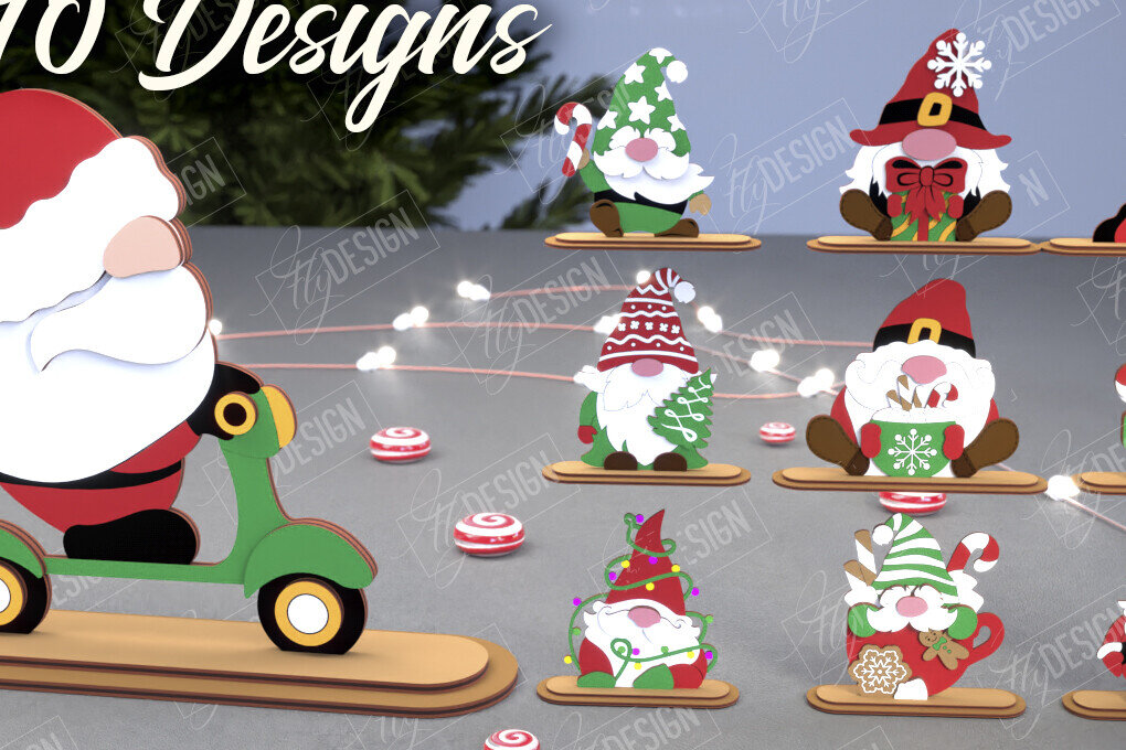 Σετ των 2 Intra απο ξύλο plywood 3mm-4mm πάχος Χριστουγεννιάτικων καλικάντζων | Επιτραπέζιο αγαλματίδιο Δίασταση 15x15 cm INTRAFABR-107440255