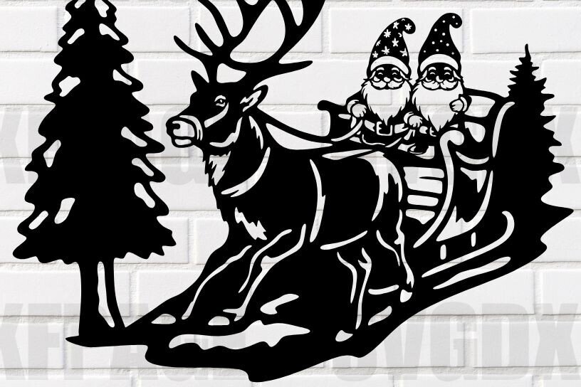 Intra απο ξύλο plywood 3mm-4mm πάχος Χριστουγεννιάτικα στοιχειά σε έλκηθρο Δίασταση 30x20 cm INTRAFABR-115222594