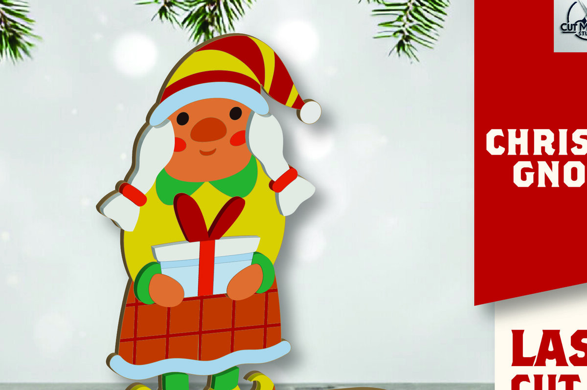 Σετ των 2 Intra απο ξύλο plywood 3mm-4mm πάχος Christmas Gnomes Δίασταση 15x15 cm INTRAFABR-109700065