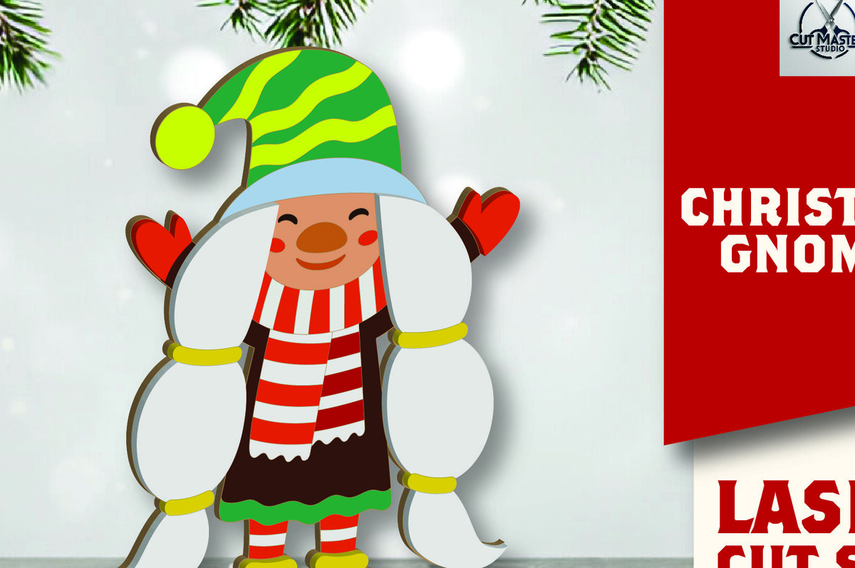 Σετ των 2 Intra απο ξύλο plywood 3mm-4mm πάχος Christmas Gnomes Δίασταση 15x15 cm INTRAFABR-109625308