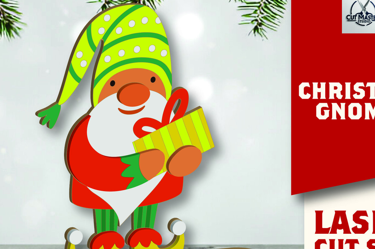 Σετ των 2 Intra απο ξύλο plywood 3mm-4mm πάχος Christmas Gnomes Δίασταση 15x15 cm INTRAFABR-109625392