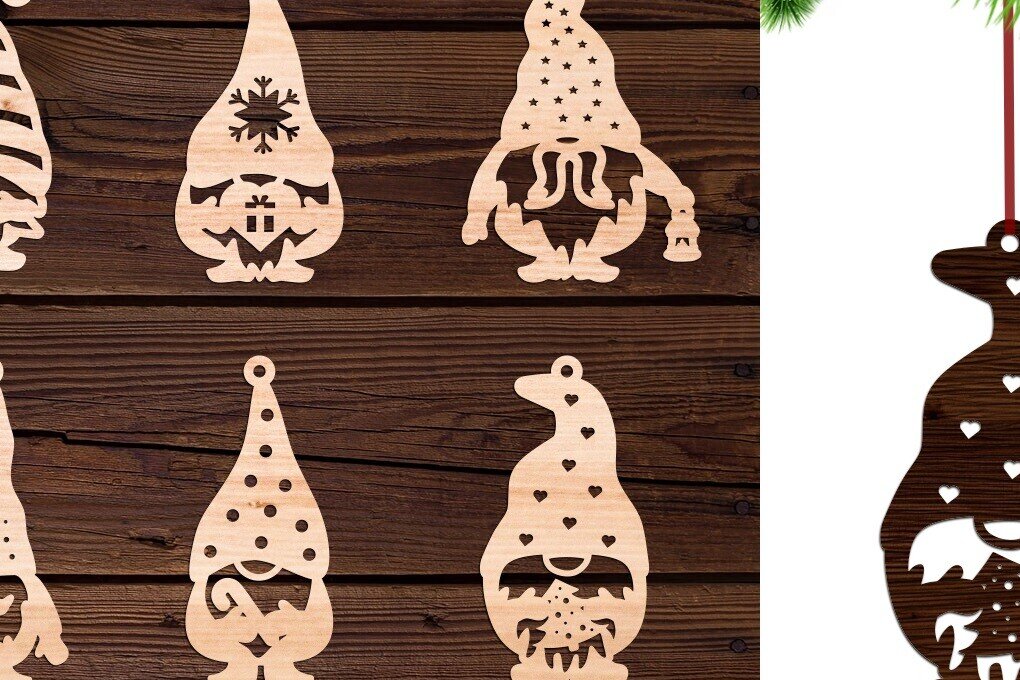 Σετ των 3 Intra απο ξύλο plywood 3mm-4mm πάχος Χριστουγεννιάτικα στολίδια με λέιζερ Κόψιμο Δίασταση 8x8 cm INTRAFABR-78801447