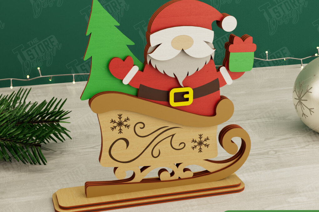 Σετ των 2 Intra απο ξύλο plywood 3mm-4mm πάχος Χριστουγεννιάτικα στοιχειά | Επιτραπέζιο αγαλματίδιο | CNC Δίασταση 15x15 cm INTRAFABR-106665474