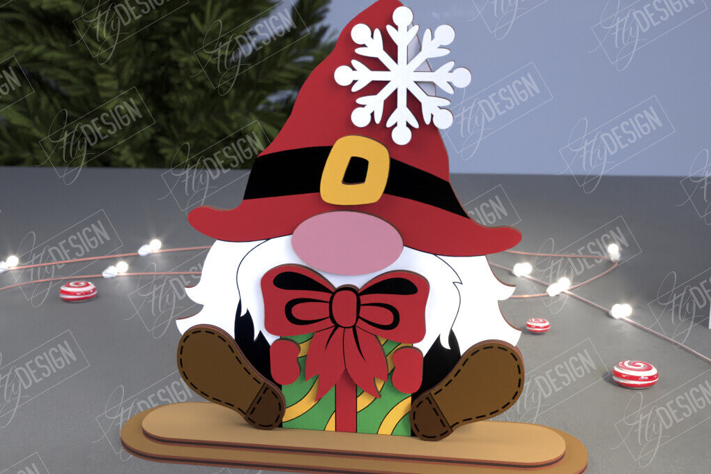 Σετ των 2 Intra απο ξύλο plywood 3mm-4mm πάχος Χριστουγεννιάτικα στοιχειά | Επιτραπέζιο αγαλματίδιο | CNC Δίασταση 15x15 cm INTRAFABR-107439792