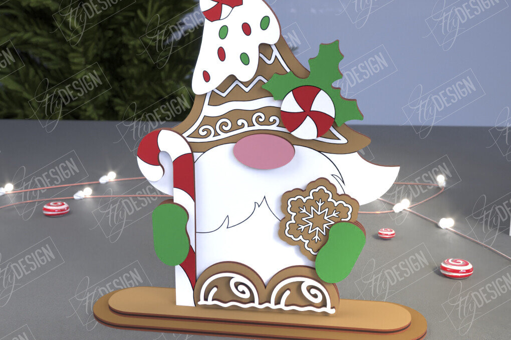 Σετ των 2 Intra απο ξύλο plywood 3mm-4mm πάχος Χριστουγεννιάτικα στοιχειά | Επιτραπέζιο αγαλματίδιο | CNC Δίασταση 15x15 cm INTRAFABR-107439943