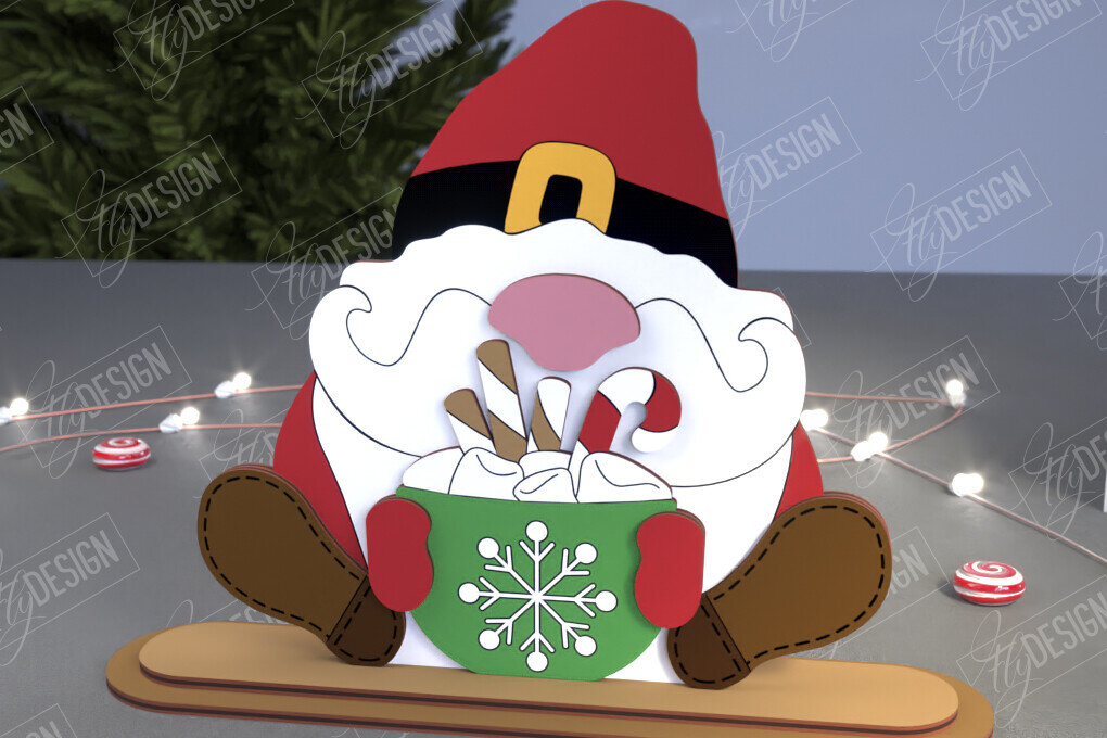 Σετ των 2 Intra απο ξύλο plywood 3mm-4mm πάχος Χριστουγεννιάτικα στοιχειά | Επιτραπέζιο αγαλματίδιο | CNC Δίασταση 15x15 cm INTRAFABR-107439998