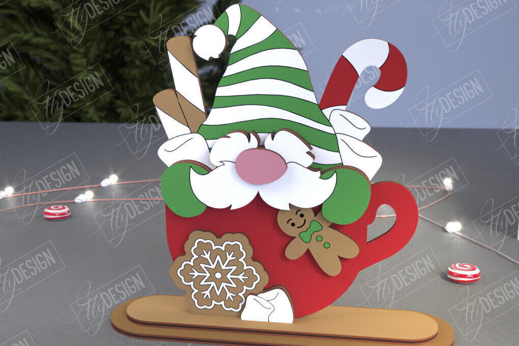 Σετ των 2 Intra απο ξύλο plywood 3mm-4mm πάχος Χριστουγεννιάτικα στοιχειά | Επιτραπέζιο αγαλματίδιο | CNC Δίασταση 15x15 cm INTRAFABR-107440101