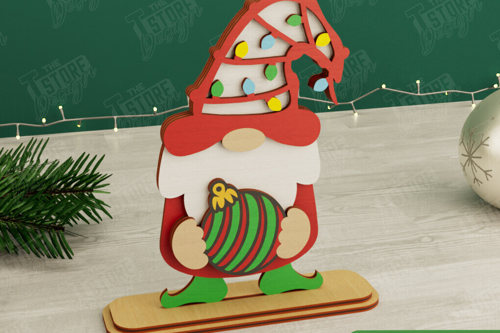 Σετ των 2 Intra απο ξύλο plywood 3mm-4mm πάχος Χριστουγεννιάτικα στοιχειά | Επιτραπέζιο αγαλματίδιο | CNC Δίασταση 15x15 cm INTRAFABR-106665288