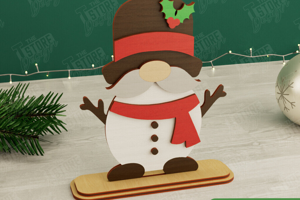 Σετ των 2 Intra απο ξύλο plywood 3mm-4mm πάχος Χριστουγεννιάτικα στοιχειά | Επιτραπέζιο αγαλματίδιο | CNC Δίασταση 15x15 cm INTRAFABR-106665369