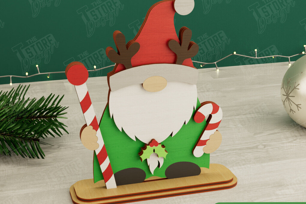 Σετ των 3 Intra απο ξύλο plywood 3mm-4mm πάχος Χριστουγεννιάτικα στοιχειά | Επιτραπέζιο αγαλματίδιο | CNC Δίασταση 15x15 cm INTRAFABR-106665400