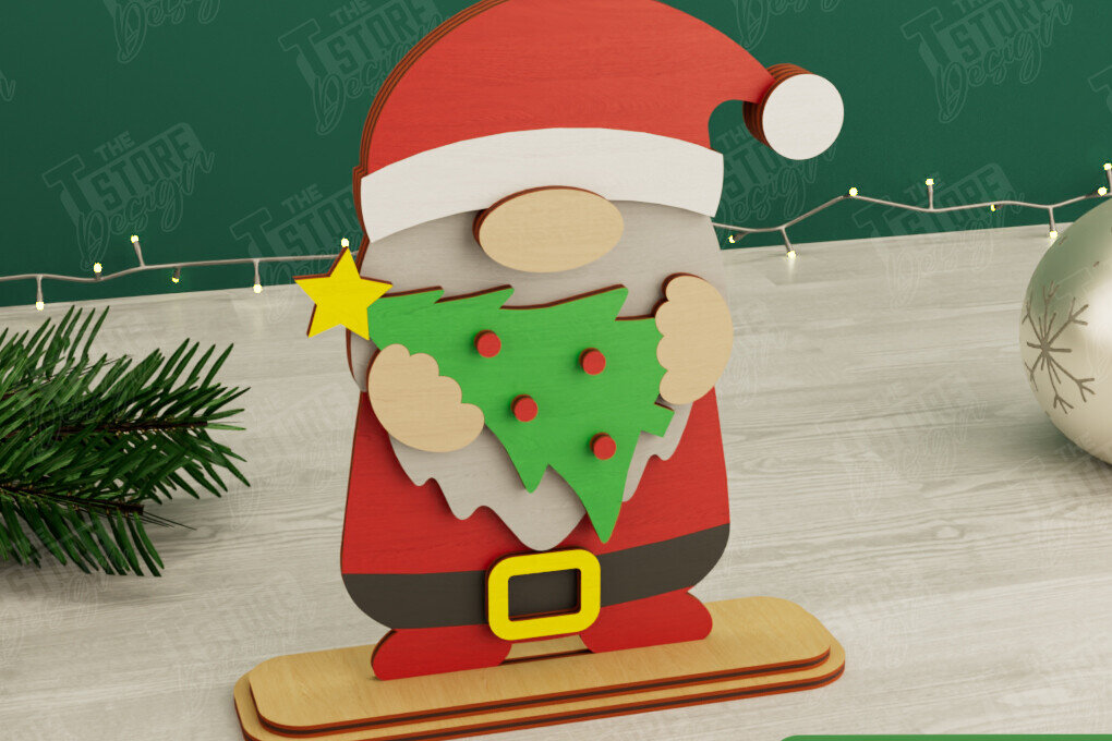 Σετ των 2 Intra απο ξύλο plywood 3mm-4mm πάχος Χριστουγεννιάτικα στοιχειά | Επιτραπέζιο αγαλματίδιο | CNC Δίασταση 15x15 cm INTRAFABR-106665438