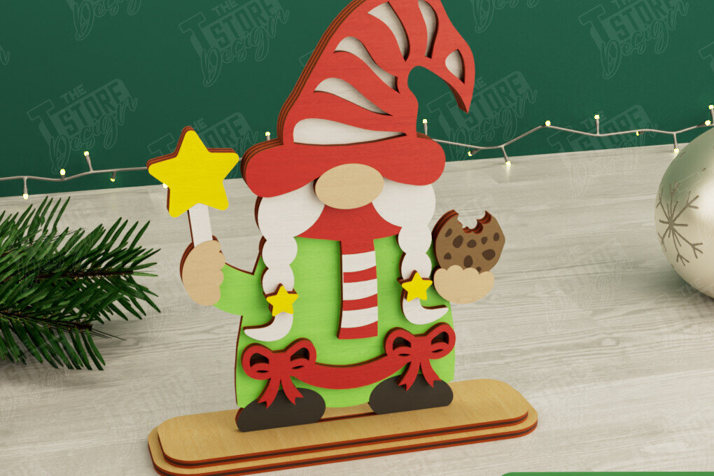 Σετ των 3 Intra απο ξύλο plywood 3mm-4mm πάχος Χριστουγεννιάτικα στοιχειά | Επιτραπέζιο αγαλματίδιο | CNC Δίασταση 15x15 cm INTRAFABR-106665461