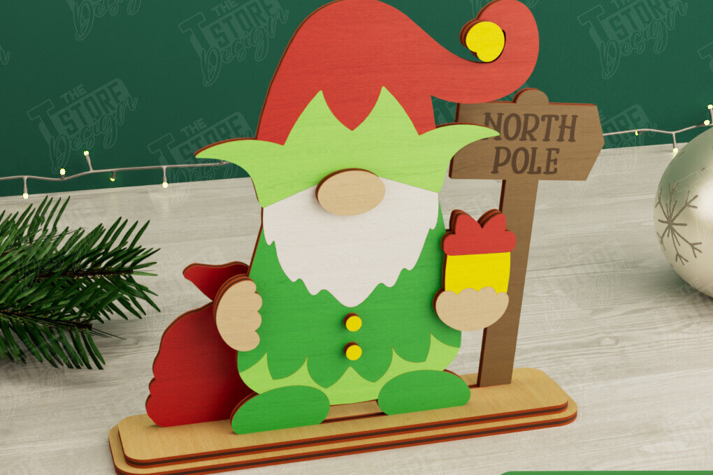 Σετ των 3 Intra απο ξύλο plywood 3mm-4mm πάχος Χριστουγεννιάτικα στοιχειά | Επιτραπέζιο αγαλματίδιο | CNC Δίασταση 15x15 cm INTRAFABR-106665268