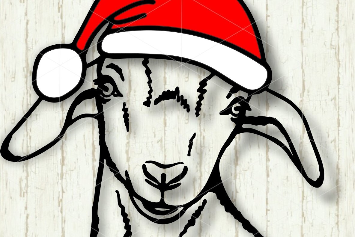 Σετ των 2 Intra απο ξύλο plywood 3mm-4mm πάχος Χριστουγεννιάτικο Πορτρέτο Κατσίκας Ζώα φάρμας Δίασταση 10x20 cm INTRAFABR-111136574