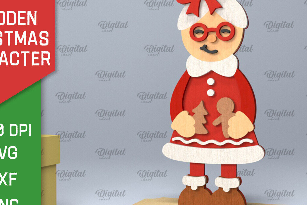 Σετ των 3 Intra απο ξύλο plywood 3mm-4mm πάχος Χριστουγεννιάτικο γιαγιά Δίασταση 15x15 cm INTRAFABR-104437192