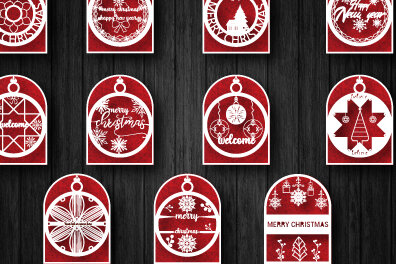 Σετ των 2 Intra απο ξύλο plywood 3mm-4mm πάχος 773 με ευχετήρια κάρτα Χριστουγέννων Δίασταση 15x15 cm INTRAFABR-49883697