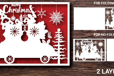 Σετ των 2 Intra απο ξύλο plywood 3mm-4mm πάχος Χριστουγεννιάτικη ευχετήρια κάρτα 806 Δίασταση 15x15 cm INTRAFABR-52978080