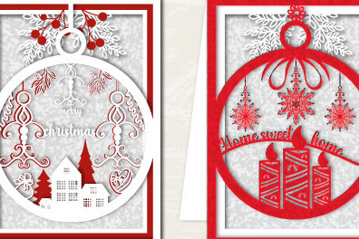 Σετ των 2 Intra απο ξύλο plywood 3mm-4mm πάχος Χριστουγεννιάτικη ευχετήρια κάρτα Layer 974 Δίασταση 15x15 cm INTRAFABR-79721079