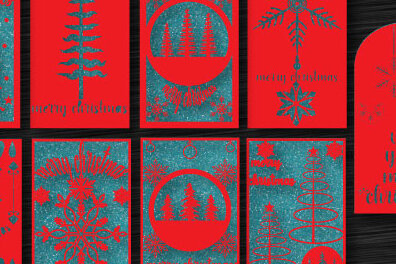 Σετ των 3 Intra απο ξύλο plywood 3mm-4mm πάχος Χριστουγεννιάτικη ευχετήρια κάρτα στολίδι Δίασταση 8x8 cm INTRAFABR-48220651