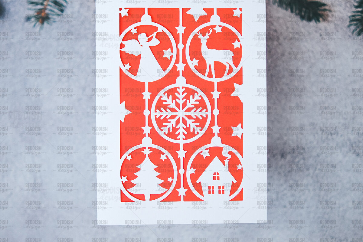 Σετ των 2 Intra απο ξύλο plywood 3mm-4mm πάχος Πρότυπο ευχετήριας κάρτας Χριστουγέννων Δίασταση 15x15 cm INTRAFABR-107961569