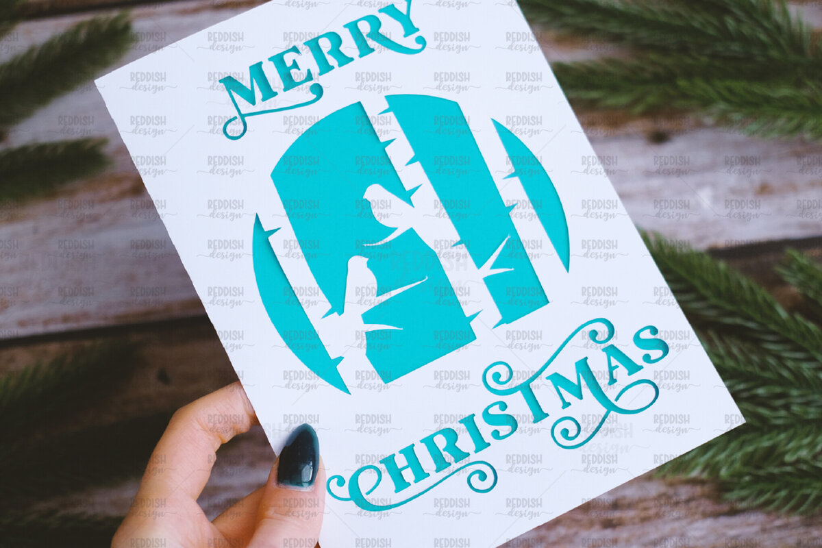 Σετ των 2 Intra απο ξύλο plywood 3mm-4mm πάχος Πρότυπο ευχετήριας κάρτας Χριστουγέννων Δίασταση 15x15 cm INTRAFABR-107971480