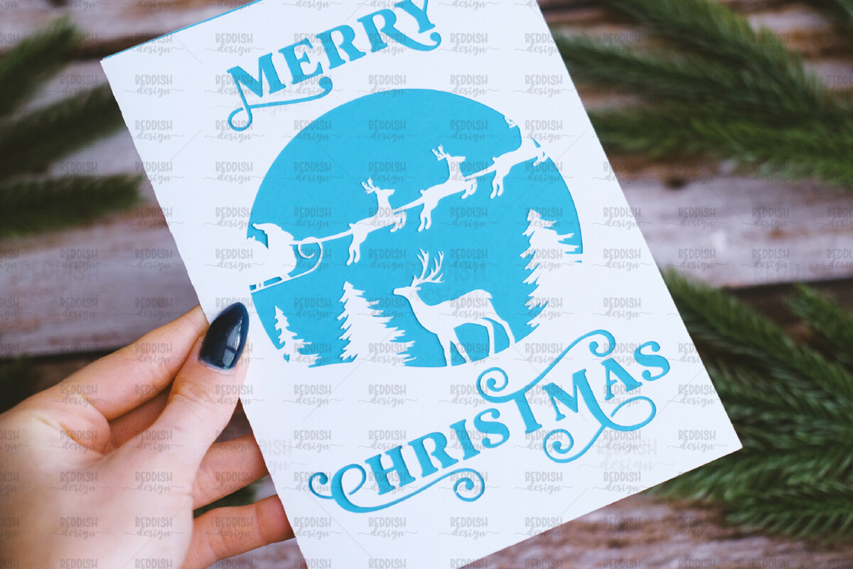 Σετ των 2 Intra απο ξύλο plywood 3mm-4mm πάχος Πρότυπο ευχετήριας κάρτας Χριστουγέννων Δίασταση 15x15 cm INTRAFABR-107971537