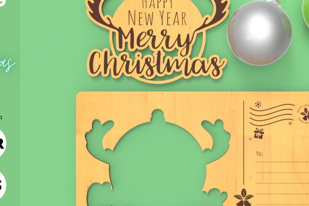 Σετ των 3 Intra απο ξύλο plywood 3mm-4mm πάχος Χριστουγεννιάτικες ευχετήριες κάρτες στολίδι, λέιζερ Δίασταση 8x8 cm INTRAFABR-82716179