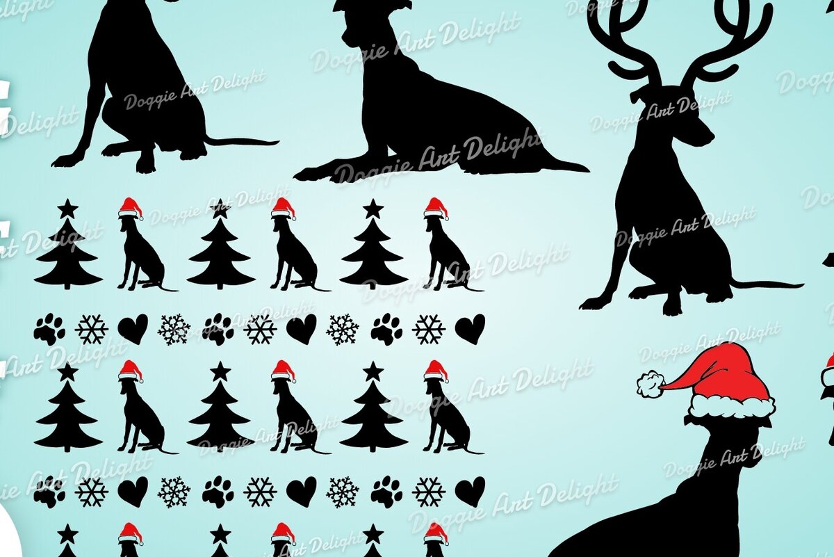 Σετ των 2 Intra απο ξύλο plywood 3mm-4mm πάχος Χριστουγεννιάτικο Greyhound Dog Δίασταση 15x15 cm INTRAFABR-85247910