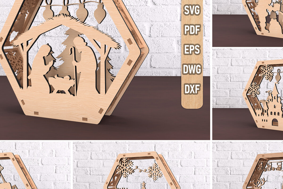 Intra απο ξύλο plywood 3mm-4mm πάχος Χριστουγεννιάτικο εξάγωνο φαναράκι Δίασταση 30x20 cm INTRAFABR-108492852