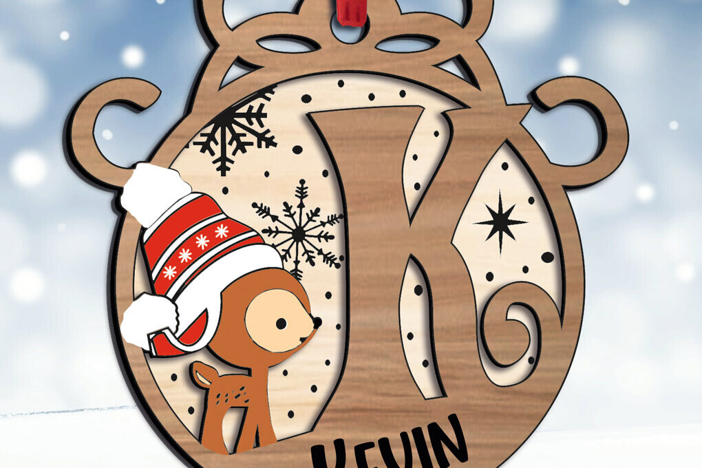 Σετ των 3 Intra απο ξύλο plywood 3mm-4mm πάχος Χριστουγεννιάτικο εορταστικό γράμμα K Στολίδι Δίασταση 8x8 cm INTRAFABR-109760304