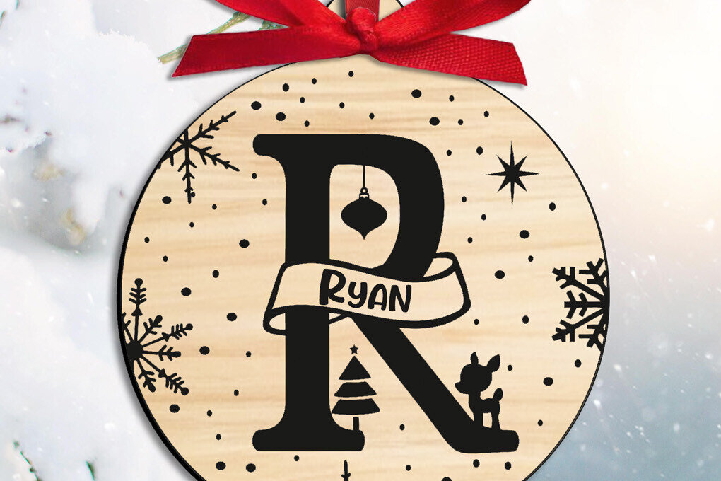 Σετ των 3 Intra απο ξύλο plywood 3mm-4mm πάχος Μονόγραμμα Χριστουγέννων Γράμμα R Δίασταση 8x8 cm INTRAFABR-109379972