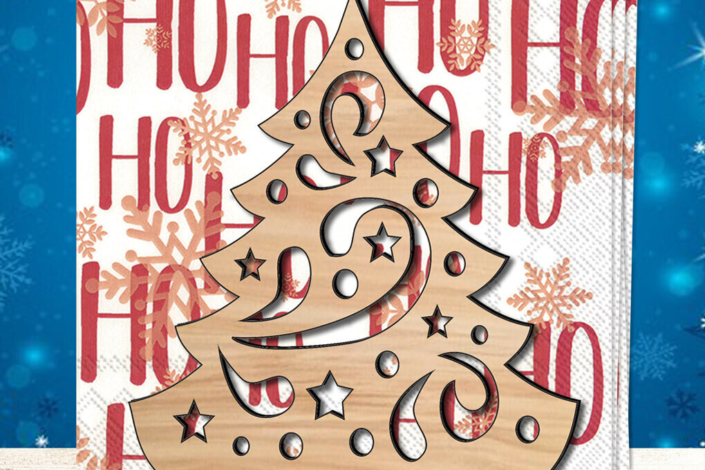 Σετ των 3 Intra απο ξύλο plywood 3mm-4mm πάχος Χριστουγεννιάτικη γιορτινή θήκη χαρτοπετσέτας Δίασταση 8x8 cm INTRAFABR-108921267